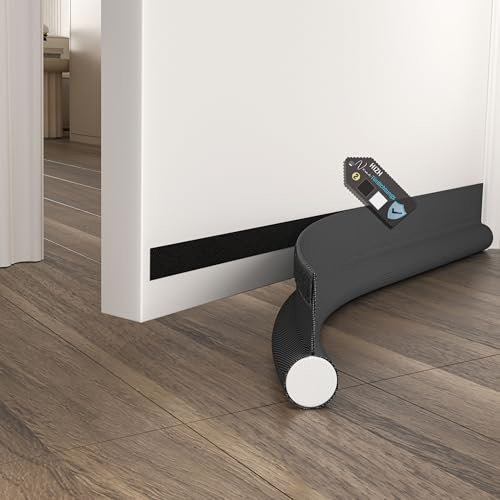 Türdichtungsstreifen 92,9 cm - Selbstklebend Zugluftstopper für türen, Einstellbar Türdichtung für die Unterseite, Schnellmontage, Innen & Außen, Blockiert Kälte & Lärm, Schwarz