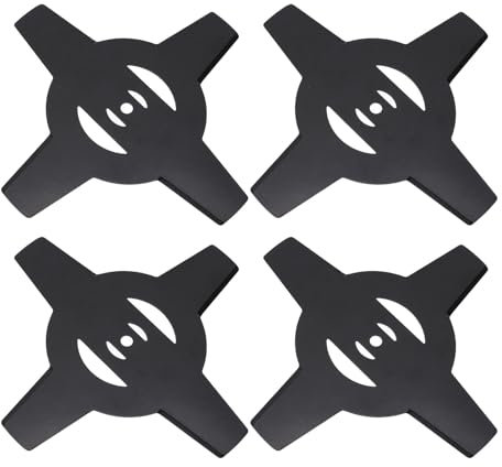 Yusat 4 Pièces 4 Dents Débroussailleuse Lame Herbe Tondeuse à Gazon Lame en Acier à Haute Teneur en Carbone