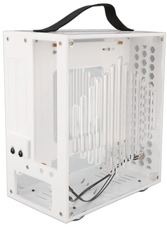 Mini ITX PC Case, Clear Arcylic Computer Case with Handle, 360 Degree Open Airflow Case, Full Side Glass, Compatible with ITX Motherboard and SFX Power Supply, Supports 320MM GPU