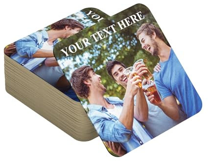 Personalised Photo Beer Coasters and Mats For Drinks Custom Home Bar Accessories (Set of 12)