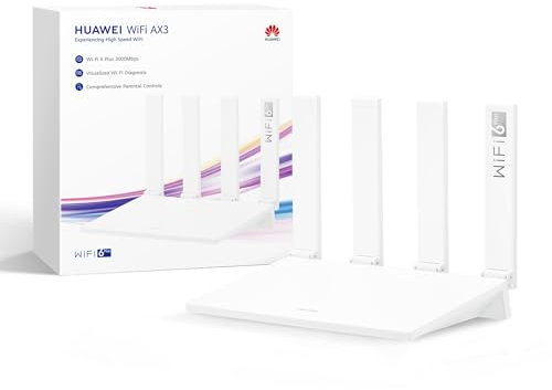 HUAWEI AX3 New Enrutador, Wi-Fi 6 Plus de Banda Dual de 3000 Mbps, 4 Puertos GE WAN/LAN Adaptables Automáticamente, Amplia Cobertura, Diagnóstico Visualizado, Idóneo para Juegos Xbox/PS5/Steam y 8K