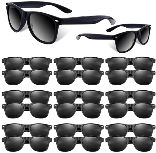 BOUBONI Lot de 10/20/40 paires de lunettes de soleil rétro en vrac pour mariage, plage, été, piscine, fête, noir, 5.12 x 1.65