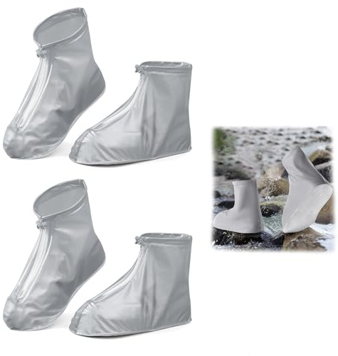 mongtsamz 2 Paires Sur Chaussure Imperméable, Couvre Chaussure Impermeable Réutilisables, Rembourré Et Pliable Avec Zip Protege Chaussure pour Les Sorties Et Les Rues Boueuses (Xl(41-42))
