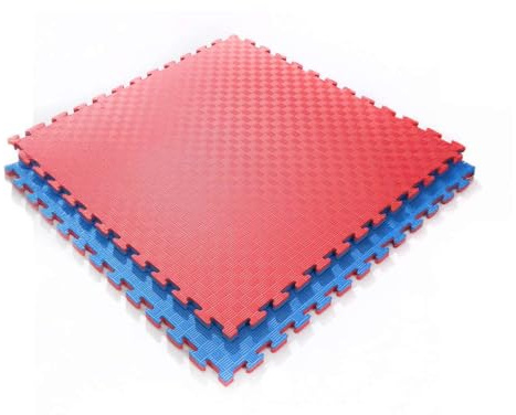 Nicoman Double-Sided EVA Puzzle Exercise Mat, 40mm Thick Interlocking Floor Tiles (100cm x 100cm) for Home Gym, Yoga, Kickboxing, ideal for Taekwondo & High-Impact Training (Red and Blue, Pack of 1)