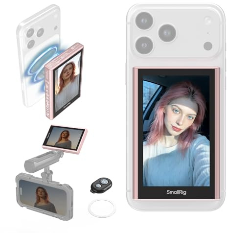 SMALLRIG Monitor Inalámbrico Rosa 1080P para Teléfonos (Soporta 4K 30fps), Monitor Magnético para MagSafe, para iPhone, Vlogging y Transmisiones en Vivo - 5746