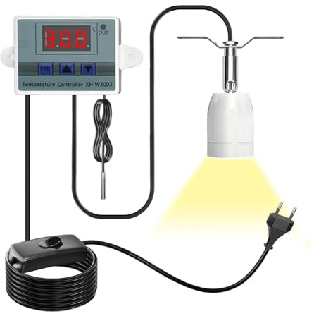 Zinueen Reptiler, värmelampa, terrarium, intelligent temperaturkontroll, terrarium för E27, värmelampa sköldpaddor utomhus/orm/ödlor, sköldpadd med på/av-knapp