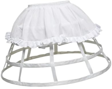 Fiocias Cage Hoop Gonna Sottogonna Abito Sottogonna Bustle 4 Cerchi Donna Regolabile in Poliestere con Stecche Adatta per Matrimonio Feste Cosplay Cerimonia E, Bianco