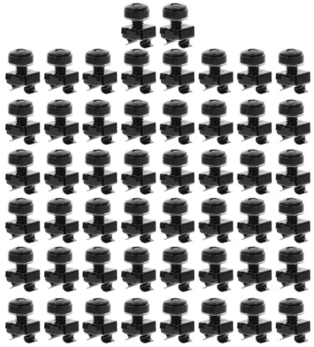 Healvian 50 Juegos de Tuercas Enjauladas M6 y Tornillos de Cabeza Estrella M6x16 de Acero Recubrimiento Negro Zinc, Paquete Industrial para Instalación en Racks y Gabinetes, Herramienta