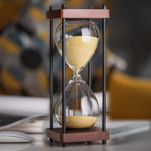 SAMLONG Large Hourglass Timer 30 Minute Decorative Wooden Sandglass, Yellow