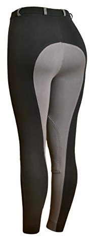 Astile Equine HORSE RIDING LADIES SOFT STRETCHY JODPHURS/JODHPURS JODS BLACK/GREY (Size 14/32-Inch)