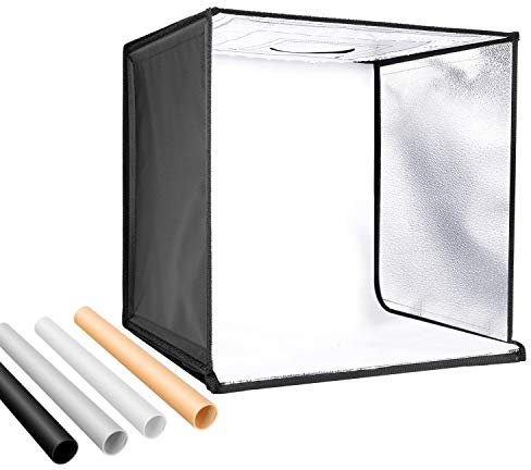 NEEWER Caja Luz de Foto Estudio, 50cm Shooting Luz Tent con Brillo Ajustable Kit de Iluminación de Fotografía de Mesa Plegable y Portátil con 80 Luces LED y 4 Fondos de Colores