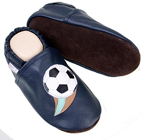 Liya's Hausschuhe mit Fußball-Motiv, Marineblau, Krabbelschuhe für Kleinkinder, EU-Größen 19/20-33/34 (marineblau, EU Schuhgrößensystem, Kleinkind, Numerisch (von/bis), M, 27, 28)
