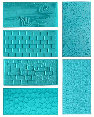 TheStriven 6 Stück Fondant Muster Matte Prägematte Strukturmatte Kunststoff Glasurformen 3D Spitze Effekt mit Prägematte für Tortendeko,Klassisch Gitter Muster,Spitzemuster Kuchendekoration Werkzeug