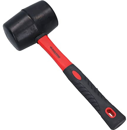 32oz Black Rubber Mallet with Fibreglass Handle Hammer Non Marking Head