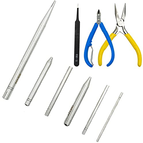 8 Pieces Metal Model DIY Tool Sets 6 Pieces Metal Cone Shape Bending Assist Tools and 2 Pieces Diagonal Plier Nose Plier Tool Kits for 3D Metal Jigsaw Puzzles Model Assembly Jewelry DIY