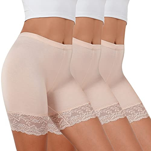 Tuopuda Damkalsonger, under kjol, korta byxor, spets, trosor, anti-chafing, shorts, 1/3-pack, boxershorts, rembyxor, underklänning, midjetrosa, mjuka trosor, leggings med halkskydd, spetstrimning,