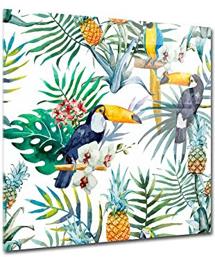 Tableau plexiglass design, tableau verre acrylique, décoration murale, cadre vintage, Tableau déco verre acrylique vintage Toucan, 30x30 cm