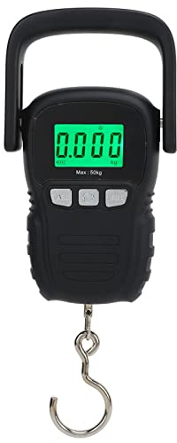 Tissting Bilancia da Pesca Digitale, Range 50Kg Range di Pesca in Acciaio Inossidabile in Acciaio Inossidabile, Scala Elettronica Portatile per Casa e Esterno (Nero)