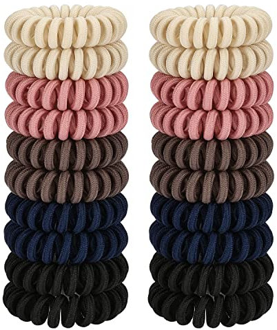 JessLab Spiral Hair Ties, 20 Pcs Traceless Phone Cord Hair Ties No Crease Spiral Bracelet Plastic Coil Ponytail Holders No-Damage Headband Hair Accessory for Girls Women Ladies Gift, Fabric Covered
