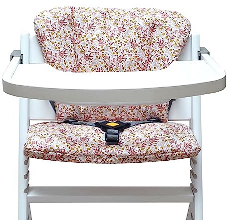 Blausberg Baby - Timba Sitzkissen Set ABWASCHBAR für Safety 1st Hochstuhl - Blumenwiese Rosa Beige