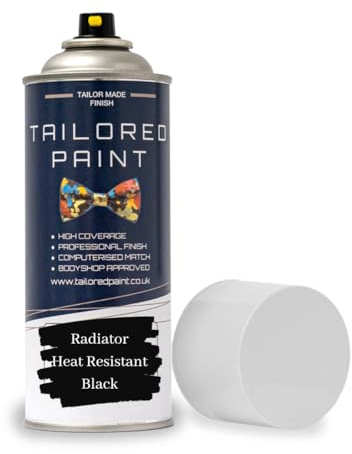 Tailored Paint Premium Radiator Aerosol Spray Paint Heat Resistant To 100ºC - Quick Air Dry No Primer Needed (Matt, Black)