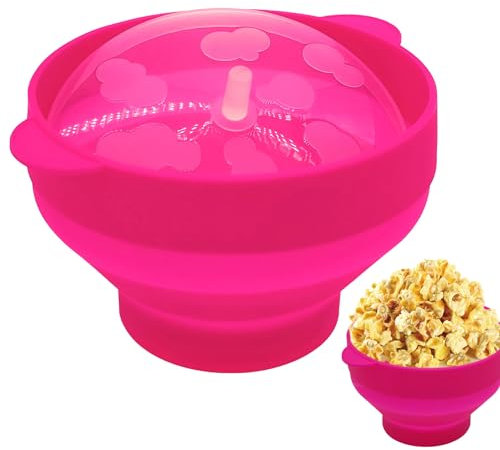 Palomitas De Maiz Microondas - Tazón Silicona Plegable | Maquina Palomitas De Maiz | Tazón Plegable Grande | Cuenco Reutilizable para Palomitas De Maíz con Tapa | para El Hogar, Fiesta, Ver Películas