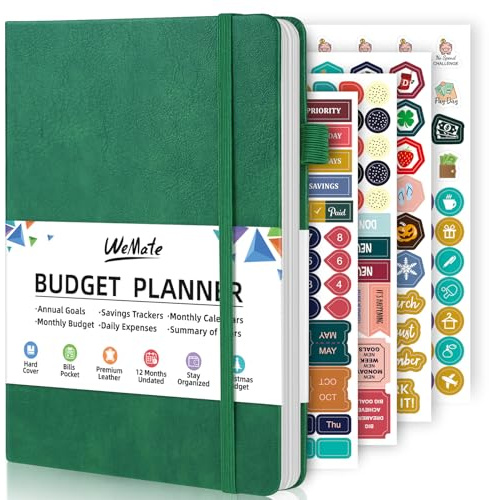 WEMATE Budget Planner 2026 - Monthly Budget Book with Expense Tracker Notebook, 12 Month Undated Bill Organizer & Financial Planner, Account Book to Take Control of Your Finances, A5 (Dark Green)