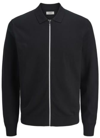 Jrebcallum Knit Polo full dragkedja, svart, XL