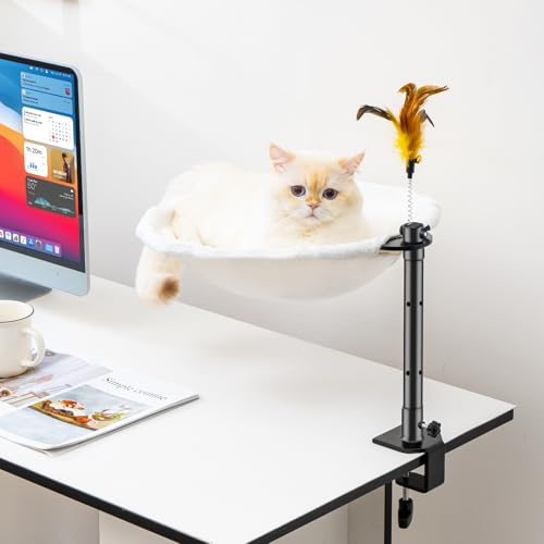 Uross Cuccia per gatti da scrivania – girevole a 360° e regolabile in altezza, morbida amaca per gatti con 2 rivestimenti lavabili, posto per dormire per animali domestici – uso per tutto l'anno