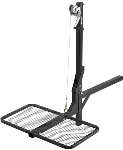VEVOR Game Hoist, Hirschhebezeug mit Anhängerkupplung & Hebesystem-Plattform, 136 kg Tragkraft, Wildhebezeug-Windenlift mit 5,08 cm Empfänger, 360-Grad-Schwenkwelle & faltbar, 1440x900x1310 mm