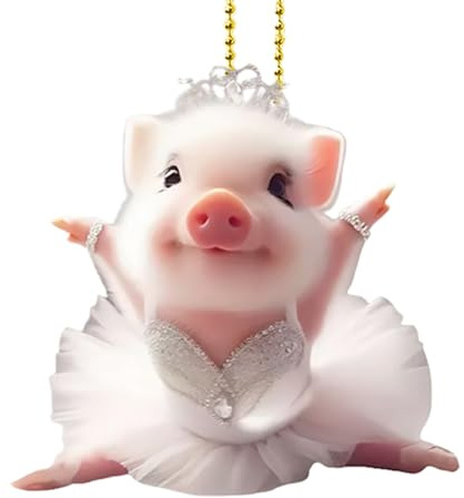 Pendentif Rétroviseur 2D Acrylique | Ornement Cochon Mignon d'Intérieur,Décoration Esthétique Mignonne Pour Sac Habitacle Rétroviseur Clés Fenêtre Mur Porte