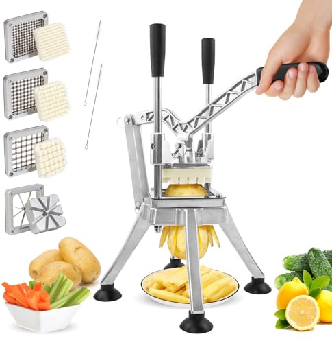 Anatole Tagliapatate per Patate Fritte Professionale Verticale con 6mm 9mm 13mm Spicchi Lame in Acciaio Inox Taglia Patate a Bastoncino Manuale per Frutta Verdure Carote Cetrioli Cipolle Limoni