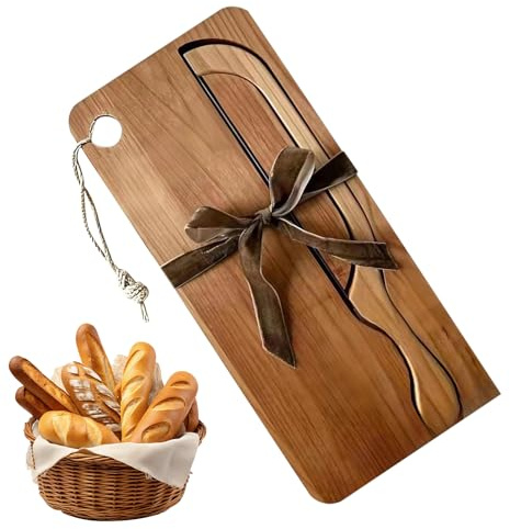 Coupe-, Couteau Inoxydable En Forme D'Arc, Ensemble Planche À Découper Le En Bois, Pour Gauchers Et Droitiers Baguettes Françaises Pâtissiers Cuisine Maison Restaurant