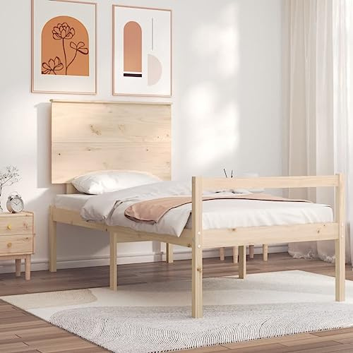 Genérico Cama para Personas Mayores con cabecero Madera Maciza,Mobiliario,Camas y Accesorios,Camas y somieres-3195441