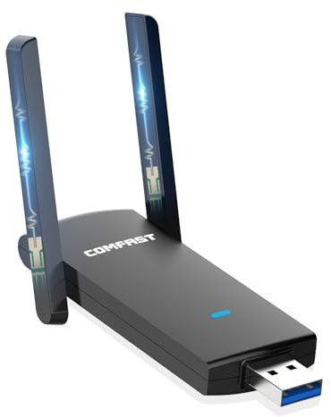 COMFAST AC1300Mbps USB WiFi Adapter, WiFi Dongle, USB 3.0 Dual Band 5GHz/2.4GHz Wireless Network Adapter for Desktop Laptop, Support Windows 11/10/8.1/8/7, Mac OS 10.9-10.15, 2 Antennas