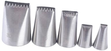 WATIIFUFU Set da 5 Beccucci per Decorare Torte in Acciaio Inossidabile Intrecciato, Ugelli per Crema e Dolci, Utensili da Forno per Cupcake, Biscotti e Pasticceria, Adatti a Principianti