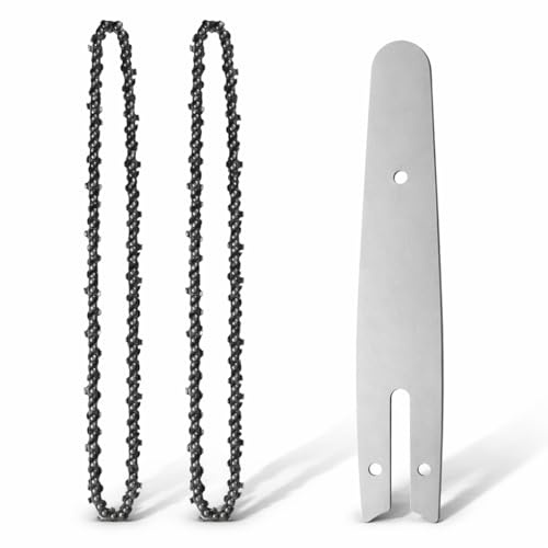 Topolenashop Lama e Barra Motosega 10” + 2 Catene 56 Maglie Passo 1/4” – Kit Ricambio Barra Guida e Catena per Motoseghe Elettriche e a Batteria – 07836