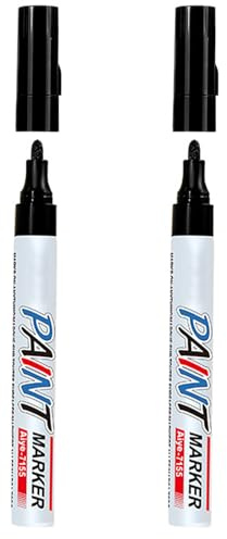 YDSW Paint Pens 2mm 2 Pack, Oil-Based Permanent Marker Pens, Waterproof Paint Markers for Rock Painting, Metal, Wood, Plastic, Glass, Leather, Tyre, Thick Marker Pen for Outdoor Use