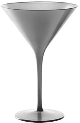 Stölzle Lausitz Elements Cocktailgläser Silber 6er-Set 240 ml – Stilvolle Cocktail Gläser ideal für Martini & Manhattan – Silberfarbene Martinigläser aus Kristallglas – Spülmaschinen- & stoßfest