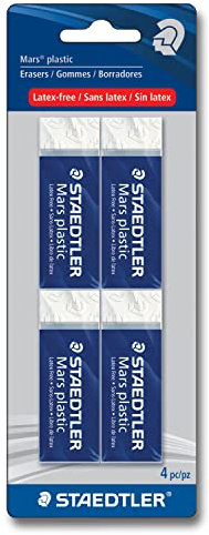 STAEDTLER 526 50 BK Mars Plastic, Premium Qualität, Vinyl-Radiergummi, weiß, latexfrei, alterungsbeständig, minimales Zerknittern
