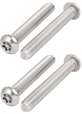 sourcing map M8x60mm Vis Inviolable Tête Bombée Torx Bouton 304 Acier Inoxydable Sécurité 4pcs