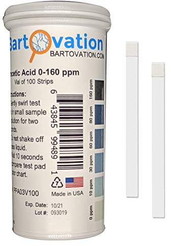 Bartovation perättiksyra testremsor, 0-160 ppm [Dubbel jämförbara erbjudanden, flaska med 100 ränder]