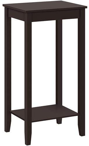 Yaheetech End Table Sofa Side Table with Open Shelf and Solid Wood Legs, Plant/Telephone Stand for Living Room, Couch, Office, Small Spaces, L15xW12xH29 Inch, Dark Coffee