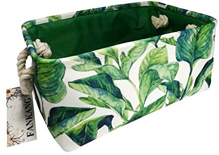 FANKANG Rectangular Fabric Storage Bin Box Laundry Basket, Nursery Storage, Storage Hamper, Book Bag, Gift Baskets（Green plant）