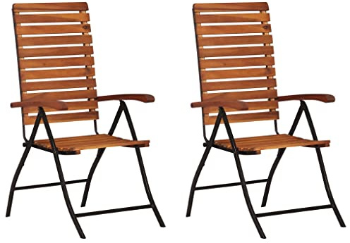 vidaXL 2X Akazienholz Massiv Gartenstuhl Klappstuhl Hochlehner Stuhl Stühle
