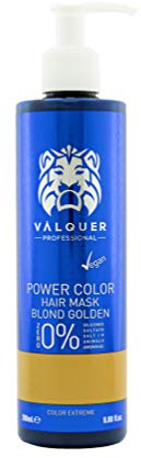 VALQUER Power Color Rubio Mascarilla Capilar | Potenciador de Color para Cabello Teñido o Natural | Coloración Temporal con Ingredientes Naturales Sin Sulfatos | Vegano | 275 ml