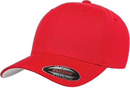 Flexfit Herren Taillierte Kappe aus Baumwoll-Twill Trucker-Mütze, Rot/Ausflug, einfarbig (Getaway Solids), L/XL