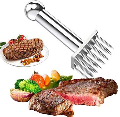 Wrzbest Meat Tenderizer with 28 Stainless Steel Sharp Needle, Professional Blade Mallet Heavy Duty Cooking Tool for Tenderizing Beef Turkey Chicken Steak Veal Pork Fish Christmas Cooking Set