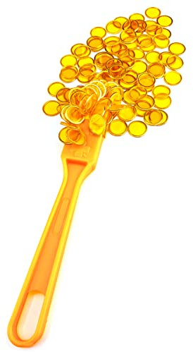 Dacefloy Magnetic Wand and Bingo Chips Set Magnet Stick with 100pcs Metal Ringed Tokens for Elderly - Science STEM Kit Math Learning Accessories Family Game Chess (Orange)