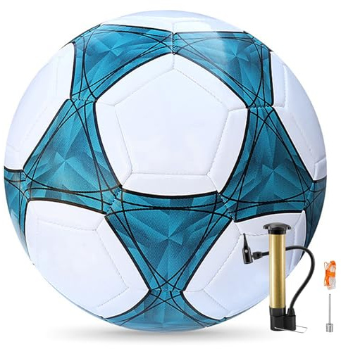 Bibykivn Ballons de Football,Ballon de Futsal Officiel Taille 5,Ballon de Football Professionnel Extérieur/Intérieur pour Jeunes et Adultes,avec Pompe de Football